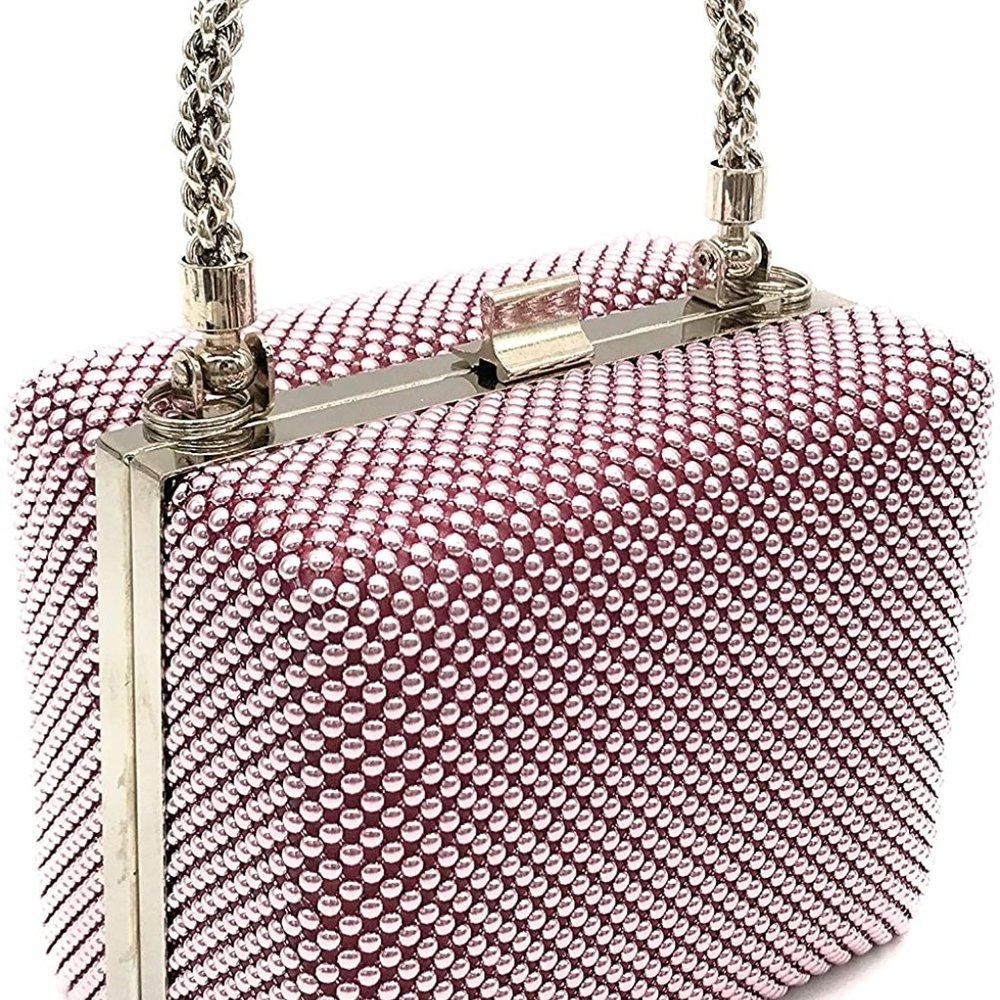 clutch Metal beaded mesh evening box purse - Picture 6 of 6